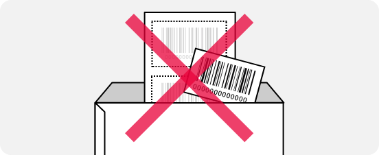 バーコードシールを便箋に貼らずに封筒に入れている