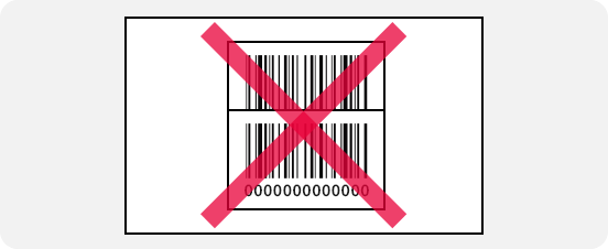 バーコードシールが重なるように貼られている